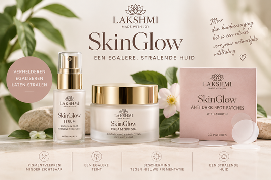 Lakshmi SkinGlow verzorging voor pigmentvlekken met serum, SPF 50+ crème en Anti Dark Spot Patches