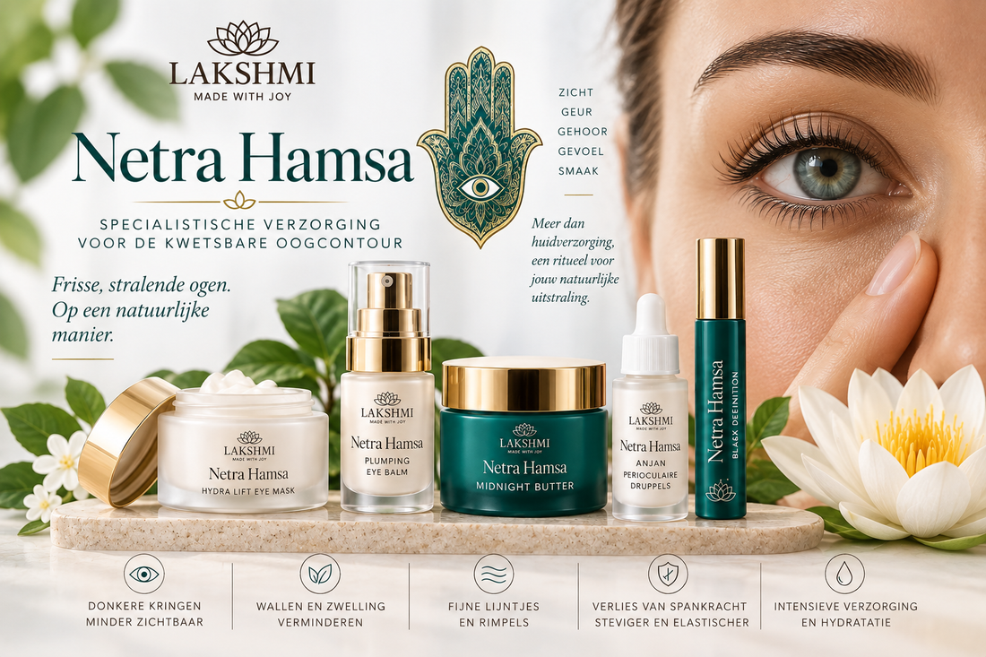 Lakshmi Netra Hamsa oogverzorging voor donkere kringen, wallen, fijne lijntjes en de kwetsbare oogcontour