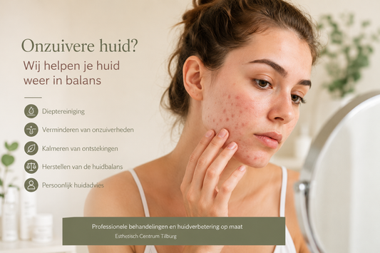 Onzuivere huid met acne en puistjes. Professionele huidverbetering, acnebehandeling en persoonlijk huidadvies bij Esthetisch Centrum Tilburg.
