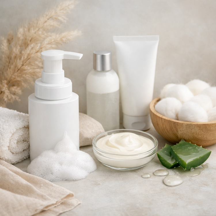 Zachte reiniging voor droge huid – milde cleanser die de huid reinigt zonder uit te drogen en helpt de huidbarrière te beschermen.