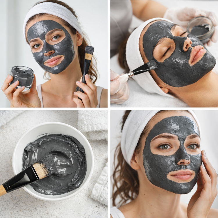 Zuiverend grijs kleimasker voor onzuivere huid en acne – gezichtsmasker dat poriën reinigt en puistjes helpt verminderen.