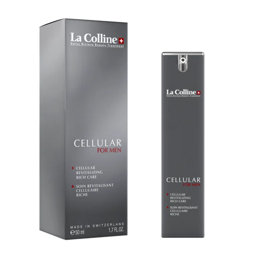 La Colline Cellular Revitalizing Care for Men anti-aging crème voor mannenhuid – hydrateert, revitaliseert en helpt rimpels verminderen.