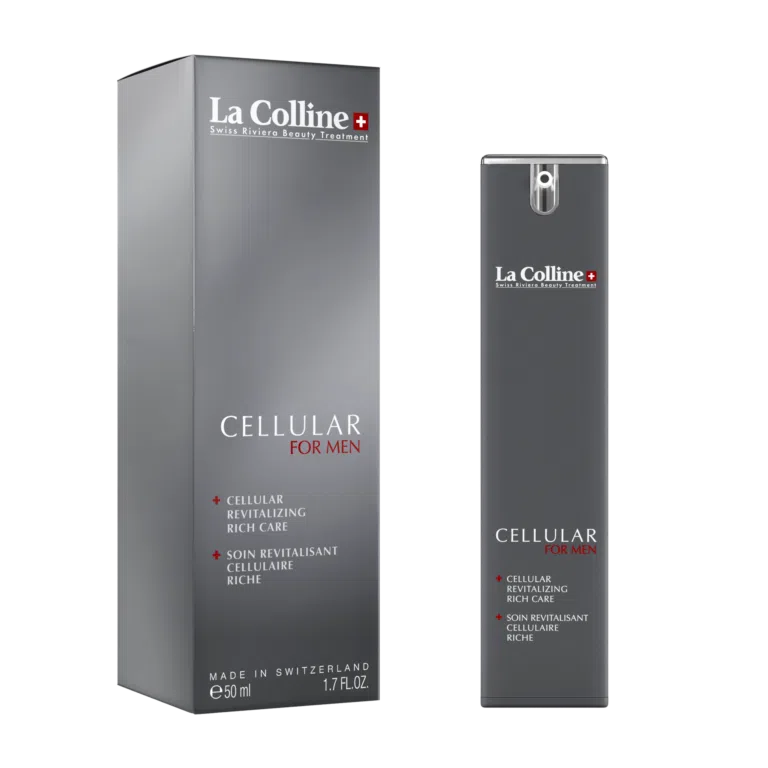 La Colline Cellular Revitalizing Care for Men anti-aging crème voor mannenhuid – hydrateert, revitaliseert en helpt rimpels verminderen.