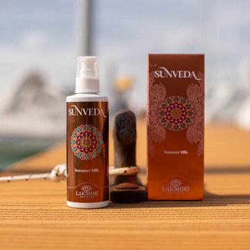 Sunveda Summer Milk, 200ml voor en na bruinen met wortel en goudsbloem