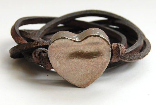 Armband leren veter met goud hart
